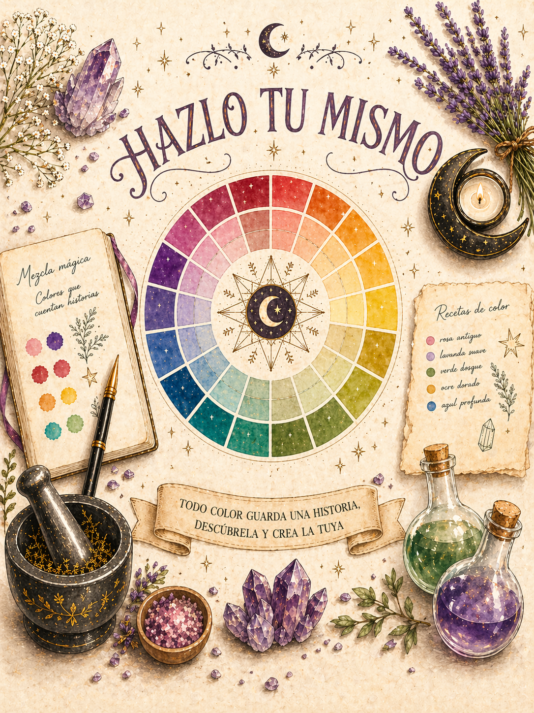 Mezclar colores en arcilla polimérica con rueda cromática y guía práctica