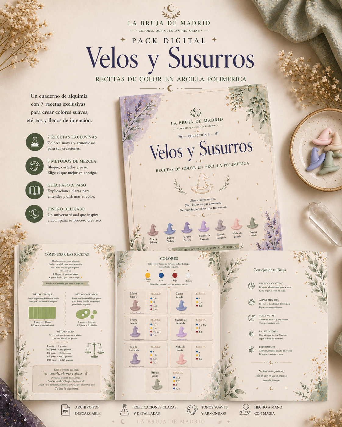 Guía de recetas de color arcilla polimérica paso a paso tonos suaves Fimo Soft